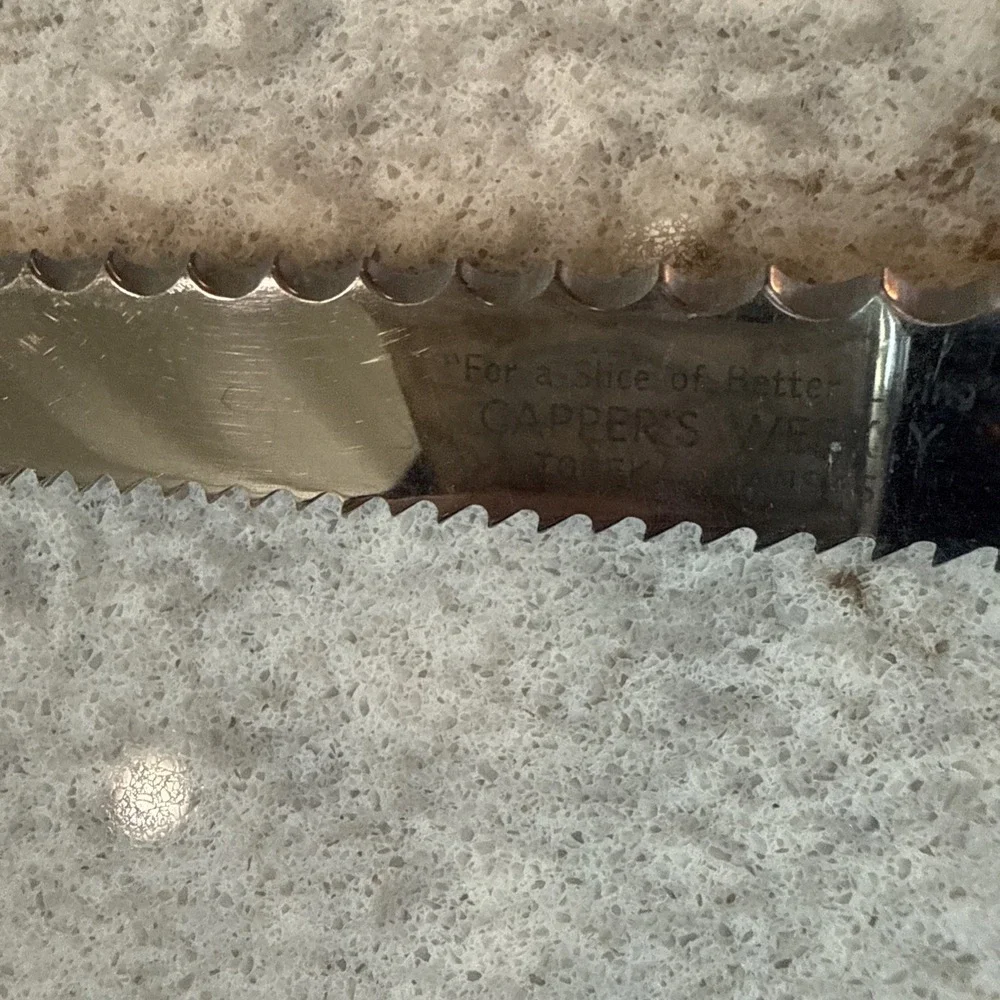Vintage VERNCO Advertising Knife with Serrated Edge on both sides Capper's KS